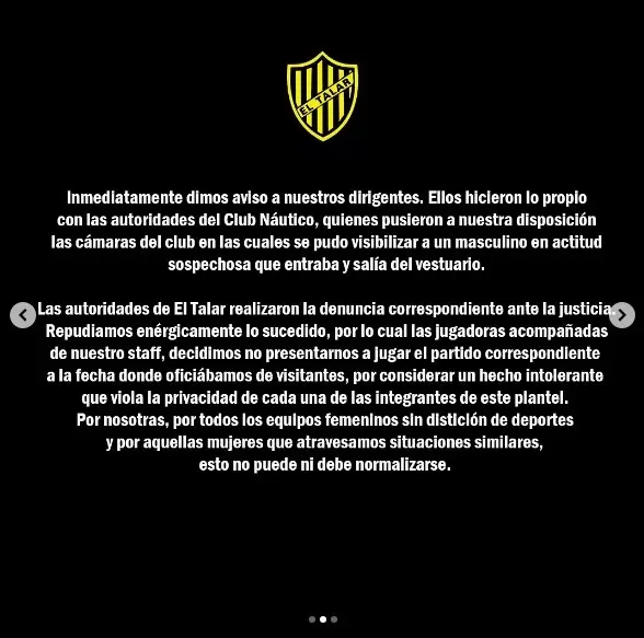 Comunicado de club El Talar