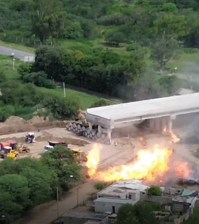 Un gasoducto explotó en la obra del Arco Sudeste en Villa María y causó cinco heridos.