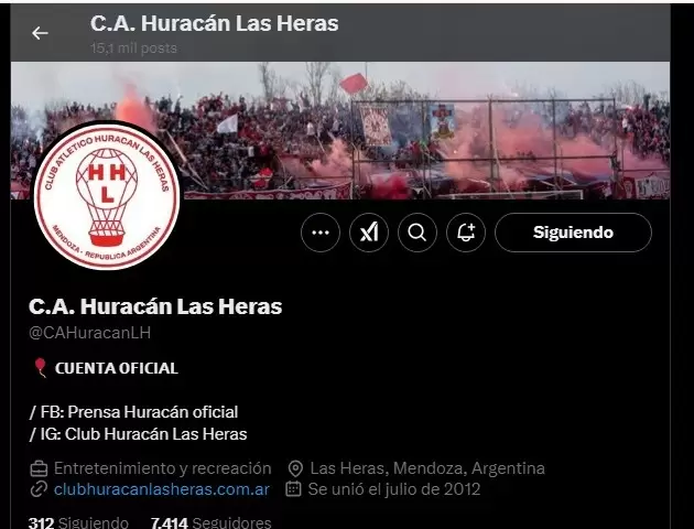 Cuenta Oficial de Huracán Las Heras