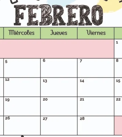 Calendario de febrero 2025