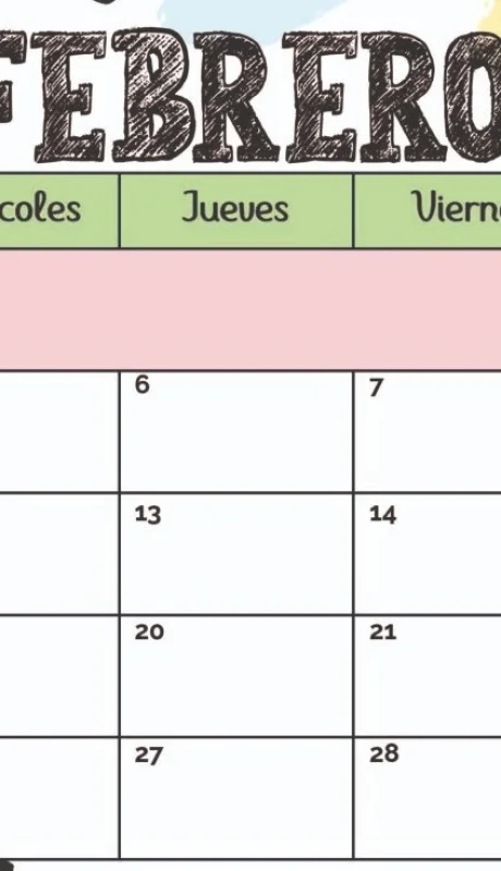 Calendario de febrero 2025