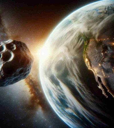 Recreación artística del asteroide 2024 YR4. Imagen: web