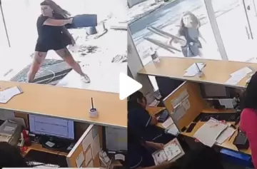 ¡De película! Mujer destrozó una clínica por un ataque de furia