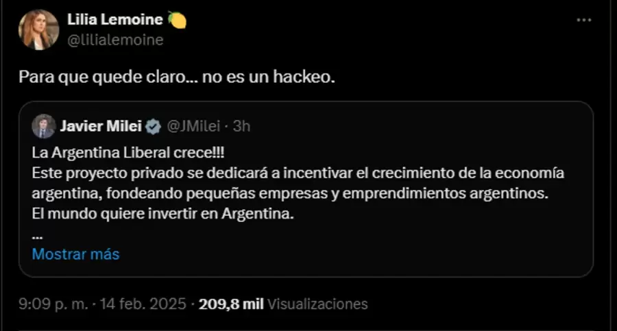 Lemoine aclaró que el posteo fue real