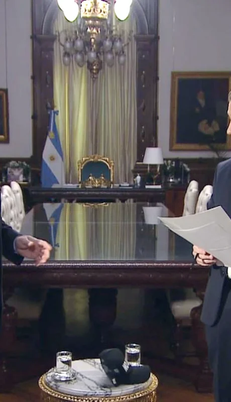 El Presidente y Viale antes de empezar la entrevista./