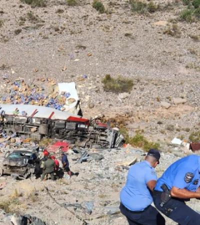 Los efectivos policiales debieron descender hasta el lugar con el fin de atender con los primeros auxilios al camionero uruguayo.
