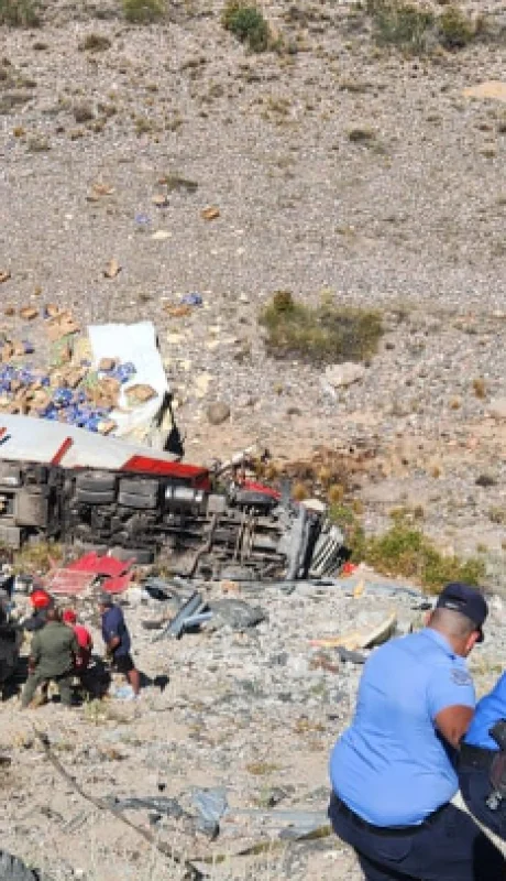 Los efectivos policiales debieron descender hasta el lugar con el fin de atender con los primeros auxilios al camionero uruguayo.