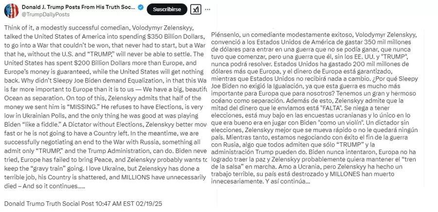 Donald Trump criticando a Zelenski