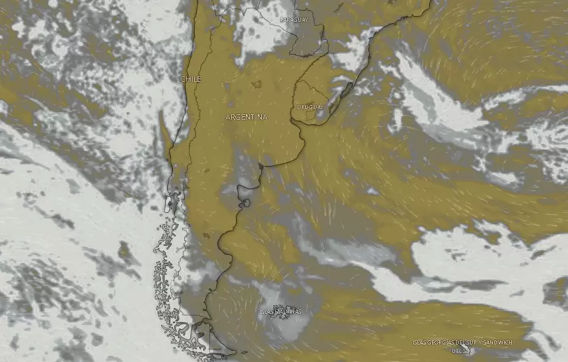 Nubosidad sobre Argentina el miércoles 20 de febrero de 2025 a las 10.13.