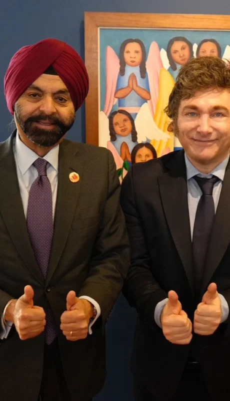 Javier Milei con Ajay Benga, presidente del Banco Mundial,