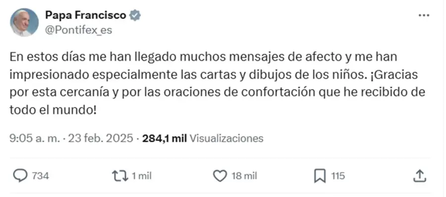 Mensaje papal por la red X