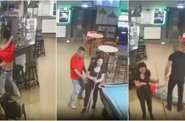 El video de la tremenda trompada que le dio un hombre a otro por tocar a su novia