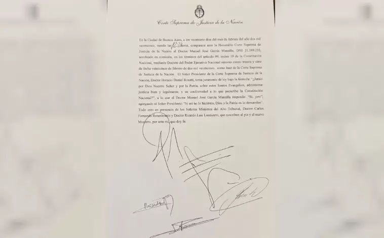 Documento de la jura Manuel José Garcia Mansilla