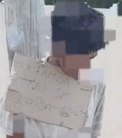 Ladrón fue atado a un poste.