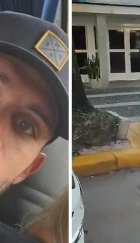 Santiago llegó esposado a la fiscalía.