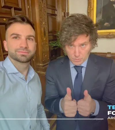 Mauricio Novelli y Javier Milei en la Casa Rosada.