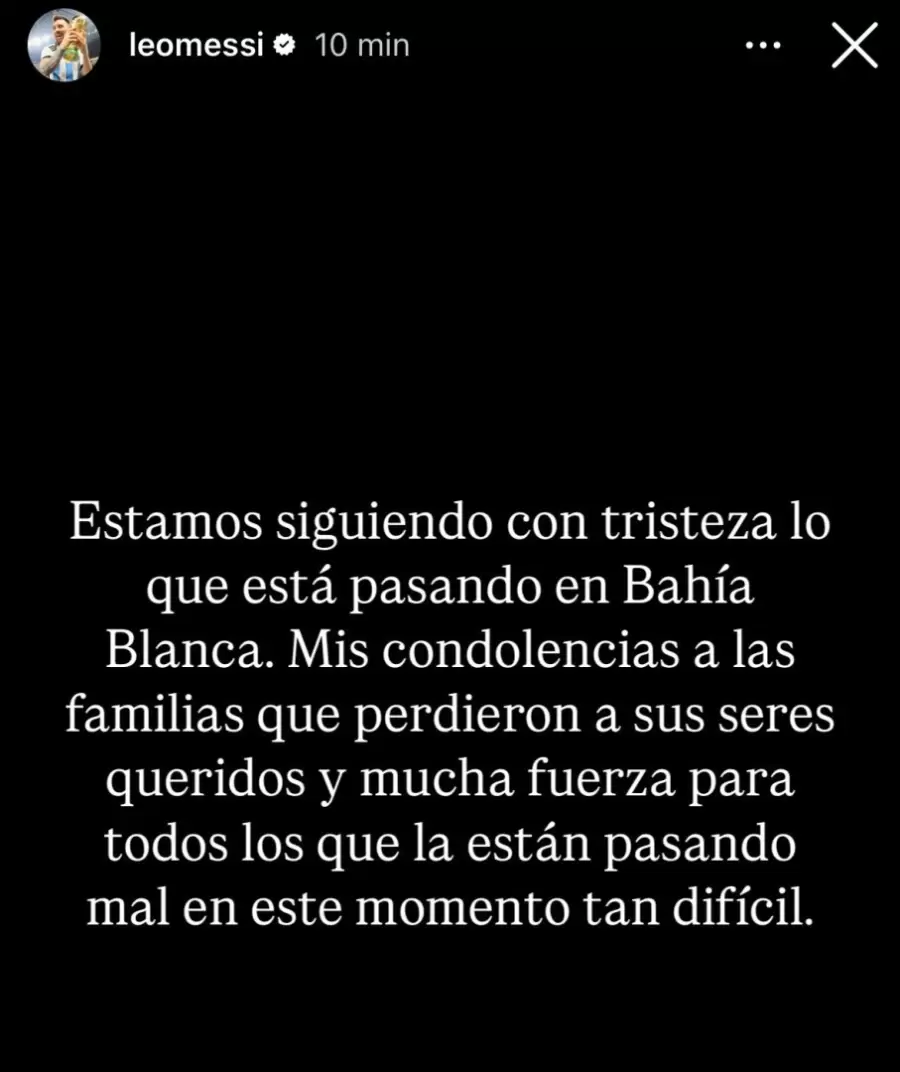 El mensaje de Messi.