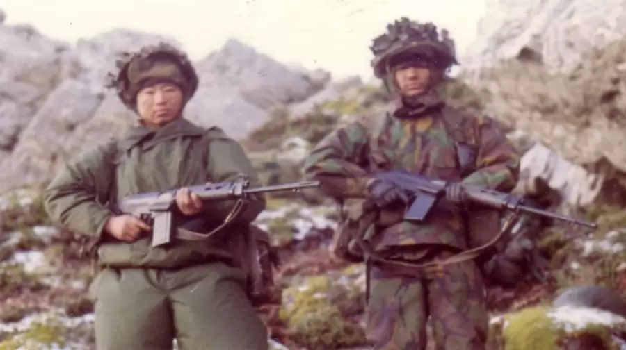 Soldados Gurkhas en el conflicto de Malvinas de 1982.