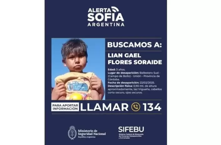 La búsqueda se realiza en el marco de Alerta Sofía. (Foto: web)