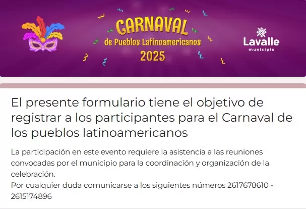 Formulario de inscripción.