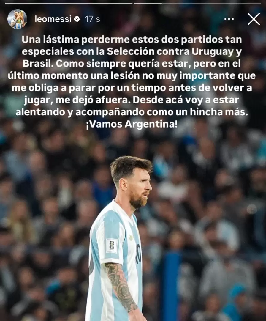 El posteo de Messi en sus redes