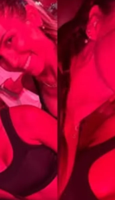 Antonella Roccuzzo junto a Gimena Accardi durante el lanzamiento del gimnasio donde se practica Jump en Miami.