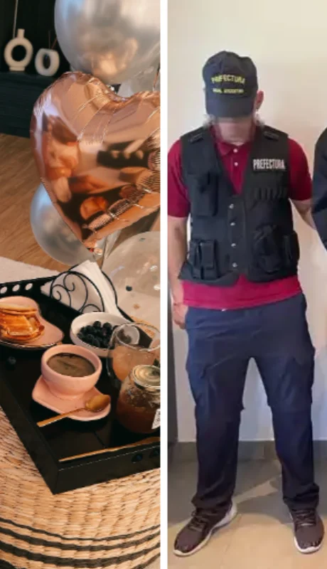 A la izquierda, la modelo arrancando su cumpleaños Nº40 junto a su hija. A la derecha, su ex marido, recientemente esposado.