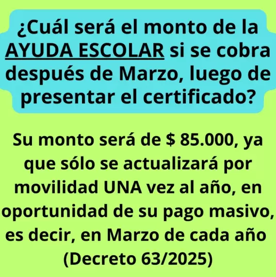 La explicación sobre el monto de la ayuda escolar 2025