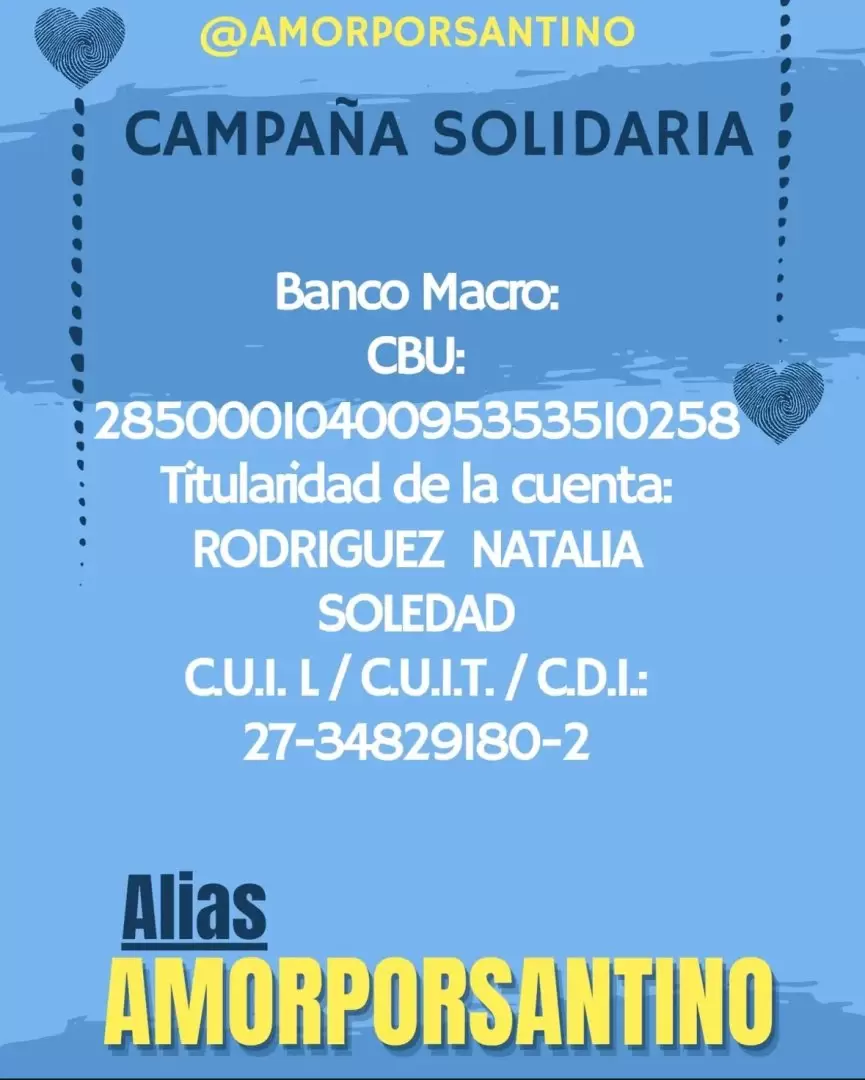 Las cuentas para ayudar a Santino