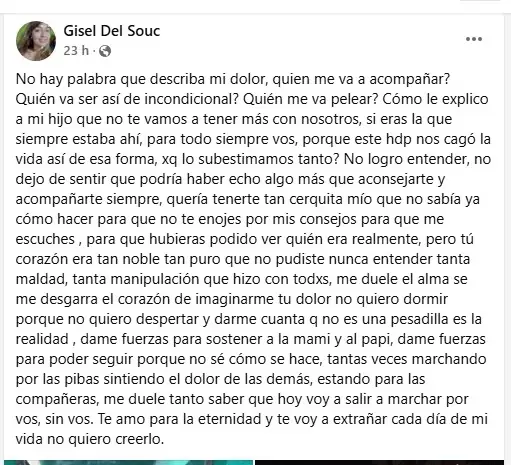 Conmovedor mensaje de la hermana de la joven asesinada en Rivadavia