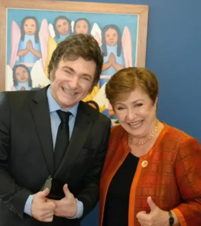 Javier Milei junto a Kristalina Georgieva.