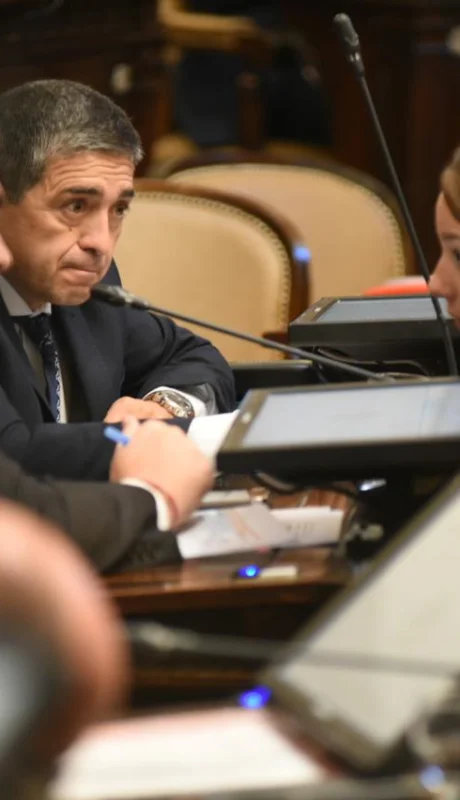 Sesión en la Legislatura. Titular del Bloque de Senadores del PJ, Adriana Cano.