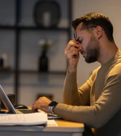 Persona con fatiga visual.