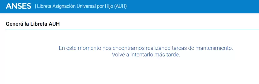 El mensaje que se ve actualmente en la aplicación Mi ANSES