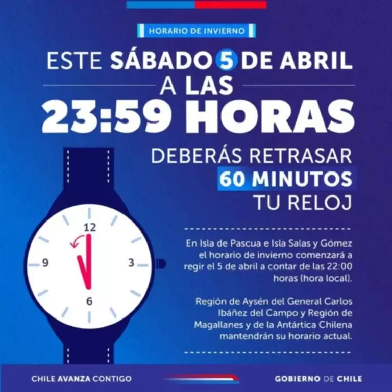 Anuncio oficial del cambio de horario para abril de 2025.
