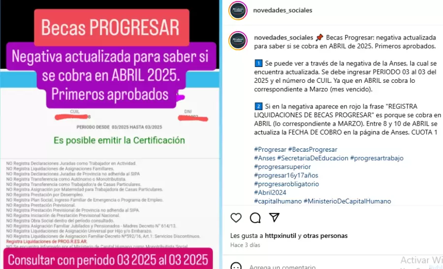 Es muy importante colocar el período 03 al consultar la certificación negativa