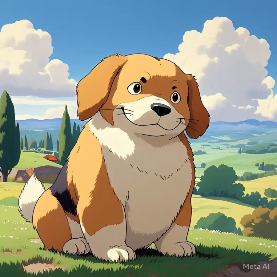 Perro Beagle al estilo Estudio Ghibli.