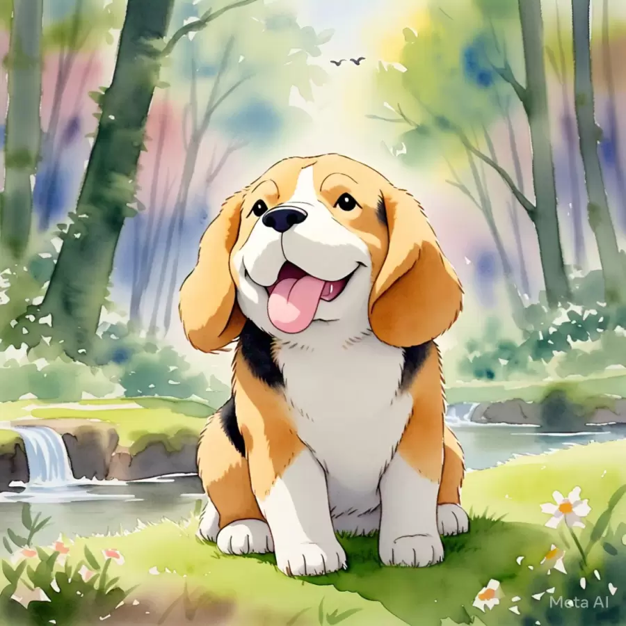 Perro Beagle estilo acuarela.