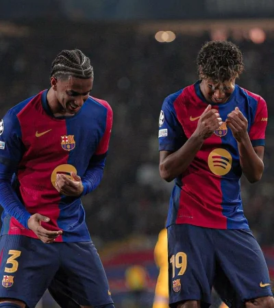 La celebración del Barça, con Lamine Yamal como emblema