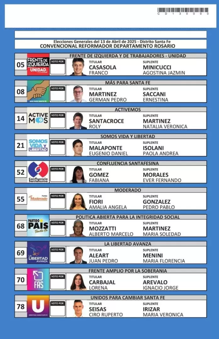 Boleta única papel santa fe