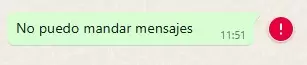 El mensaje que con el signo de interrogación que avisa que el no se pudo enviar