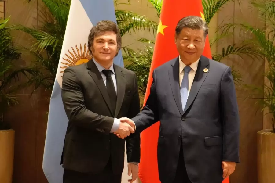 Javier Milei junto al Presidente de la República Popular China, Xi Jinping