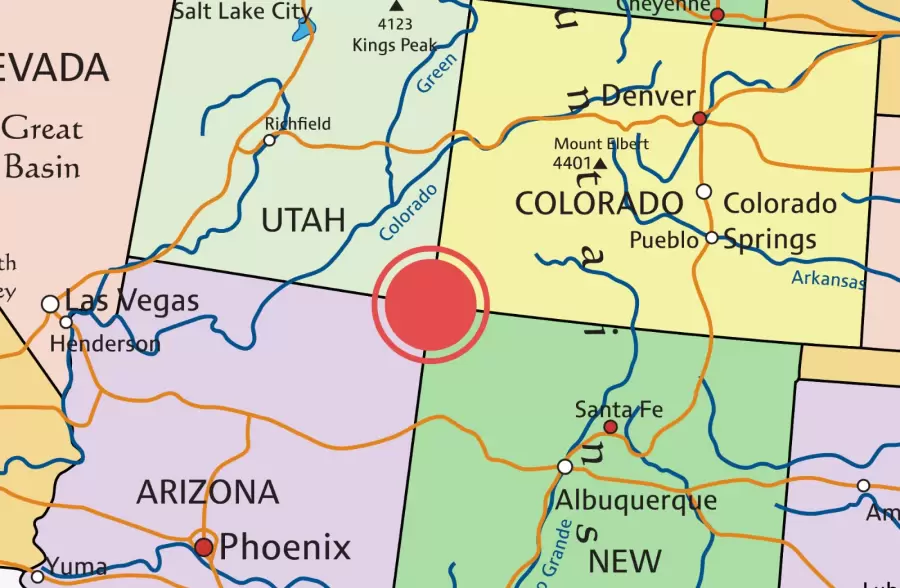 Mapa político de la unión de las Cuatro Esquinas.