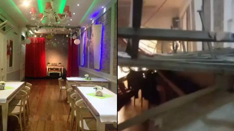 El antes y el después de la caída del cielorraso. (Foto: web)