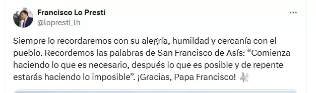 Francisco Lo Presti/ Fuente: X