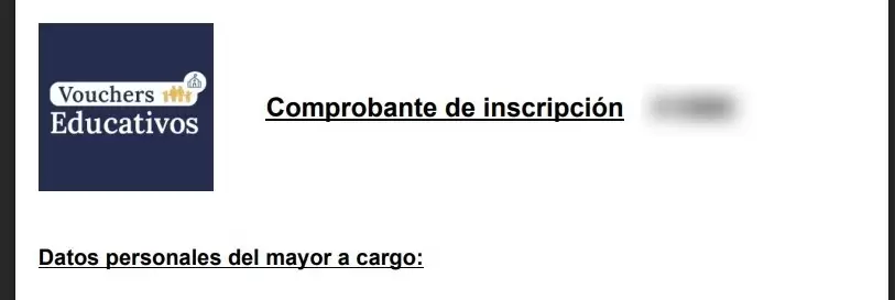 Comprobante de inscripción a los Vouchers Educativos 2025