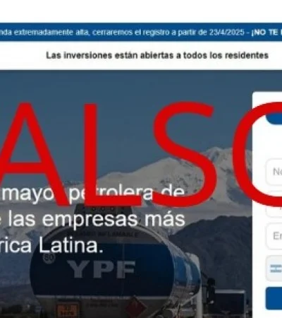 Publicación falsa envocando a YPF y al Gobierno nacional. Fuente: Captura de pantalla de publicación engañosa