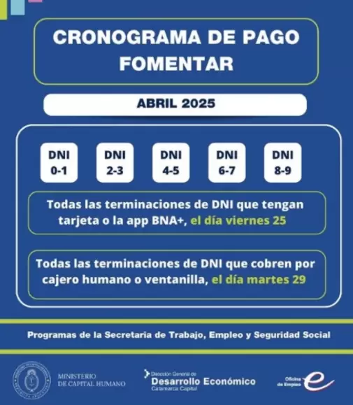 La publicación oficial sobre las fechas de cobro de Fomentar Empleo