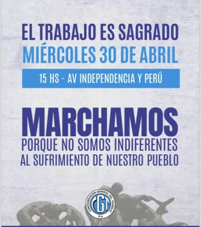 Convocatoria de la CGT a marchar por el Día del Trabajador.