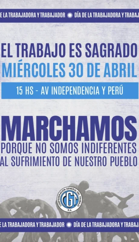 Convocatoria de la CGT a marchar por el Día del Trabajador.